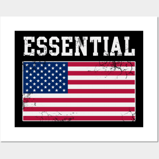 USA Essential Worker American Flag Covid 19 Posters and Art